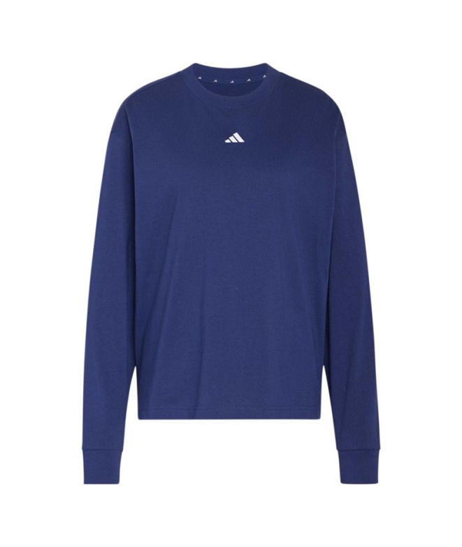Camiseta adidas W 3 Stripes Gfx Ls2 Azul Escuro