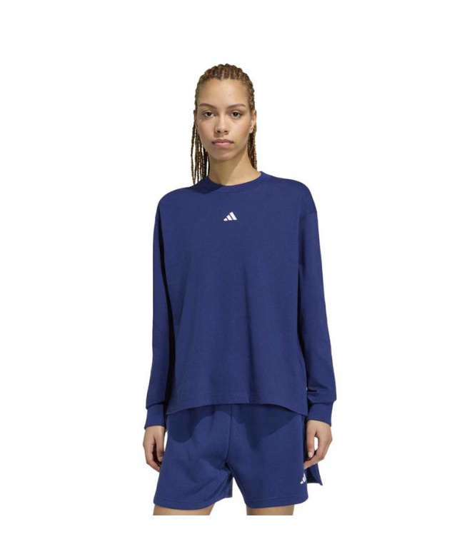 Camiseta adidas W 3 Stripes Gfx Ls2 Azul Escuro