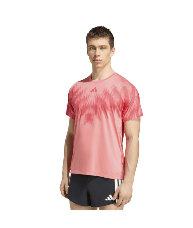 Camiseta Running Homem Adidas Adizero Aspyre rosa