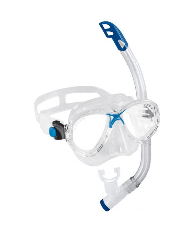 Kit de Snorkel Cressi Sub MAREA VIP JUNIOR TRANSP.-AZUL (MAREA + TOP)
