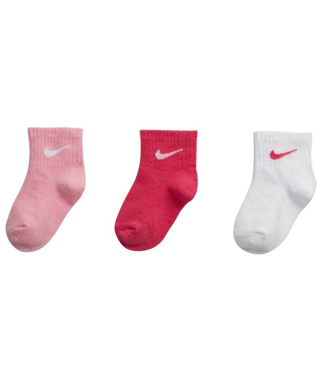 Meias Nike Conjunto Core Swoosh Rosa 3Pk para crianças Infantil